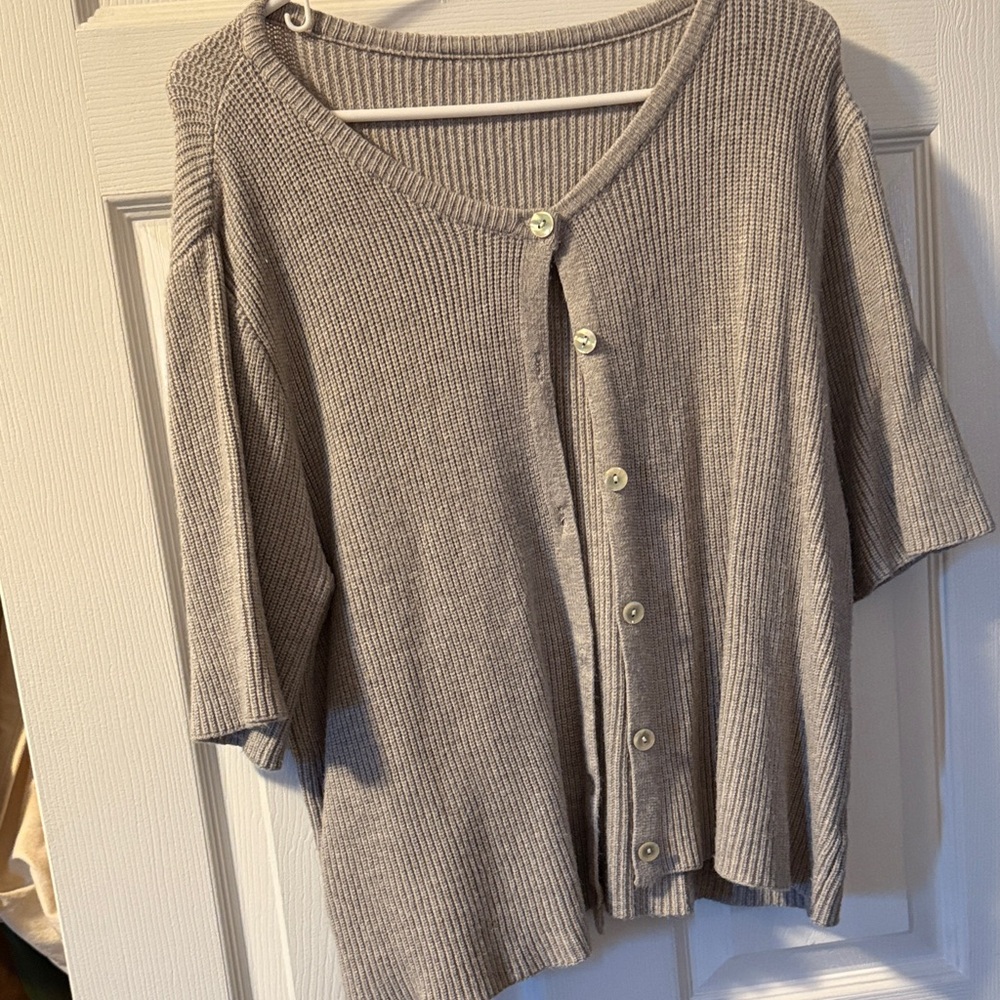 Gray Button-Up Knit Cardigan